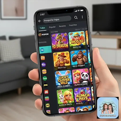 Tela do aplicativo fofocapg mostrando jogos populares VIP.