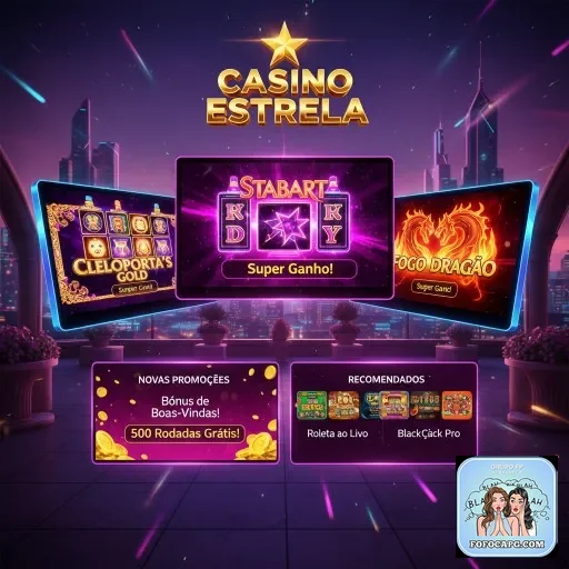 Tela do cassino Estrela mostrando jogos e bônus no fofocapg.