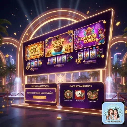 Diversos slots da fofocapg como Wild Wild Safari e Treasure Quest.
