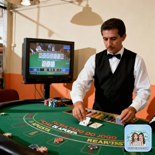 Jogador em mesa de cassino na fofocapg com apostas em jogo.