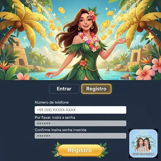 Tela do aplicativo fofocapg com opções de registro e bônus.